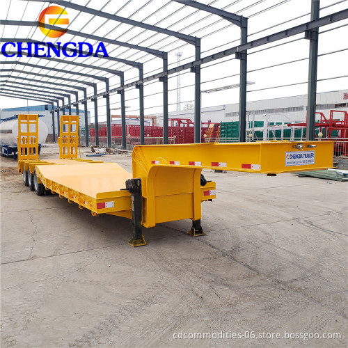Chengda Factory Heavy Duty Equipment Transported 3 Axles 40 Ton 60 Ton Lowbed Semi Trailer For Sale